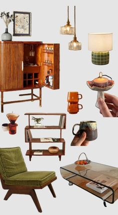 a collage of different furniture and decor items