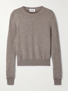 SAINT LAURENT's sweater is a classic staple. Knitted from cashmere, it's detailed with raised seams at the front and back. Style yours with jeans or tailored pants and sharp boots. Versace Women Clothing, Exclusive Dress, Tailored Pants, Beachwear For Women, Brown Sweater, Womens Loungewear, Poplin Shirt, Cotton Hoodie, Clothes Collection