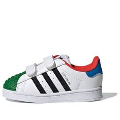 adidas LEGO x Superstar CF I 'White Yellow Green' H03970 (SNKR/Skate/Casual/Crossover/Colorblock) Adidas White Skate Shoes With Rubber Waffle Outsoles, White Adidas Skate Shoes With Synthetic Material, White Adidas Synthetic Skate Shoes, White Adidas Skate Shoes With Logo, White Adidas Skate Shoes, White Synthetic Sneakers With Three Stripes, White Adidas Sneakers For Skateboarding, White Three Stripes Sneakers For Skateboarding, Adidas White Skateboarding Sneakers