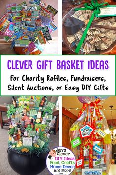 clever gift basket ideas for charity raffles, fundraisers, silent auctions, or easy diy gifts