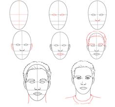 how to draw the face with different angles and hairline for men's head