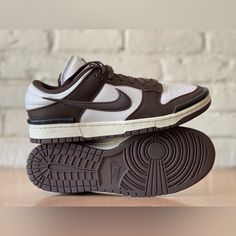 Nike Dunk Low Retro Classic Twist Brown White Shoe Dz2794-003 Women 12 /Men 10.5 Brown Sneakers With Boost Midsole And Medium Fit, Brown Cushioned Skate Shoes For Streetwear, Brown Skate Shoes With Cushioned Footbed For Streetwear, Brown Cushioned Sneakers Medium Fit, Brown Sneakers With Cushioned Footbed, Medium Fit, Casual Brown Sneakers Medium Fit, Casual Brown Sneakers, Nike Slip-on Sneakers With Contrast Sole, Brown Slip-on Sneakers For Streetwear