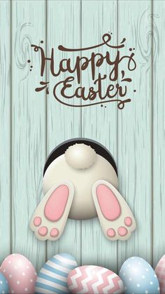 an easter card with bunny ears and eggs