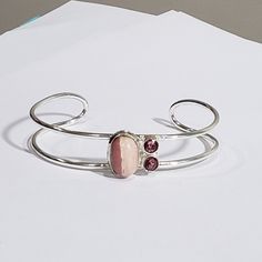 Beautiful Unique Natural Handmade Rhodochrosite, Pink Rubellite Gemstone 925 Silver Adjustable Cuff Bangle Bracelet- Sm-92305 The Item You See Is The Exact Piece You Will Receive-Excellent Quality & Design~ Brand New-Unique-Natural Rhodochrosite Gemstone-925 Sterling Silver Stamped-Adjustable-Multi Gemstone-Cuff Bangle-Handmade This Item Can Open Up Wider For A Larger Size Or Close In Tighter For A Smaller Fit. Please See Photos For Shape/Curves/Condition/Colors/Texture/Style/Design/Engraving I