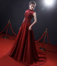 Matric Dress, Prom Dress A Line, Burgundy Evening Dress, A Line Evening Dress, Red Dress Women, Red Evening Dress, Grad Dresses, Red High, Long Wedding Dresses