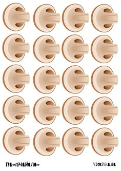 an assortment of beige plastic plugs on a white background