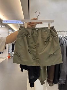 Olivia Mark - Adjustable Waist Drawstring Bow Tie Utility Work Half Skirt Mini Skirt Half Skirt, Skirt Mini, Types Of Skirts, Olivia Mark, A Line Skirt, A Line Skirts, Army Green, Bow Tie, Mini Skirt