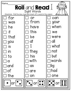 the roll and read worksheet for children to practice their reading skills with dices