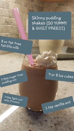 a chocolate milkshake with whipped cream in it and instructions on how to make it