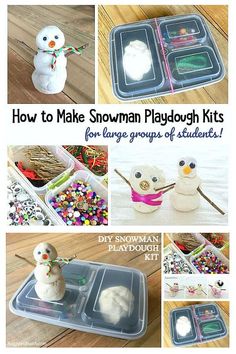 how to make snowman playdough kits for large groups of students with instructions