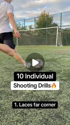 ElevatePerformance on Instagram: "10 Individual Shooting drills for Footballers🔥  Here’s 10 shooting drills that footballers can do individually! All of these drills work on a different aspect of finishing but can be equally as effective at sharpening your technique💪🏻  With all of these drills, I like to perform 6-10 reps on one foot before repeating on the other side! Make sure to perform them at a high intensity and make them as match-realistic as possible⚽️  #football #soccer #footballtraining #soccertraining #footballdrills #soccerdrills #finishingdrills #shootingdrills #finishing" Soccer Ladder Drills, Finishing Drills Soccer, Individual Soccer Drills, Soccer Finishing Drills, Shooting Drills Soccer