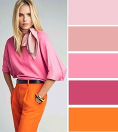 Pink Orange Dress, Orange Pants, 가을 패션, A Color