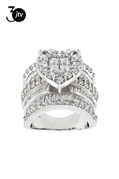 Bella Luce �� white diamond simulant 8.25ctw baguette, square, and round, rhodium over sterling silver heart ring. Measures approximately 0.94"L x 0.75"W and is not sizeable. The diamond equivalent weight is 6.87ctw. Silver Baguette Diamond Promise Ring, Silver Baguette Diamond Jewelry For Promise Ring, Glamorous Silver Jewelry With Baguette Diamonds, Heart-shaped Baguette Diamond Jewelry For Anniversary, Heart Shaped Baguette Diamond Jewelry For Anniversary, Heart Cut Baguette Diamond Jewelry For Anniversary, Heart Cut Cubic Zirconia Bling Jewelry, Anniversary Heart Cut Baguette Diamond Jewelry, Glamorous Baguette Cut Jewelry For Anniversary