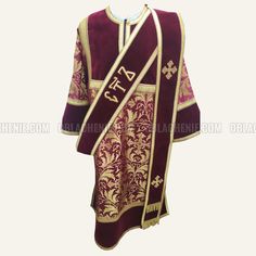 Fabric: Silk, velvet Finishing: Greek Boulder (galoon) Cross: machine embroidery Color of the fabric: Burgundy Lining: Satin High-quality accessories and high-quality metal buttons. The customer can change the composition of the vestments, choose another fixture or color of the fabric. Priest Robes, Ecclesiastical Vestments, Military Suit, Liturgical Colours, Online Church, Cross Applique, Cross Patch, Metallic Fabric, Fabric Sale