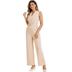 Versatile to suit each body size, each age, and each occasion, it is a timeless item for your wardrobe. A solid shawl collar jumpsuit is ready for you to move in and out of the office. With the design of the self-tie belt and high waist, it can accentuate your graceful figure. The invisible zipper back can be easily dressed up or down and the tie belt draws out your waistline and shows your body curve perfectly. Romper Long Pants, Cargo Jumpsuit, Romantic Classic, Collar Jumpsuit, Belted Jumpsuit, Maxi Jumpsuit, Belt Jumpsuit, Cropped Jumpsuit, Body Curves