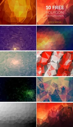 abstract polygonic backgrounds with different colors and shapes