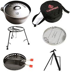 the camping cooking set is ready to be used by someone who wants to cook on the grill