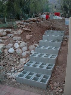 several cinder blocks stacked on top of each other