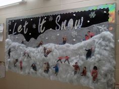 a bulletin board with people on it in the snow