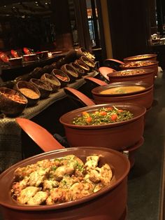 a buffet filled with lots of different types of food