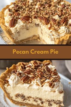 two different views of pecan cream pie