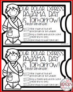 two printable movie tickets with the words, our polar express's drama date is tomorrow