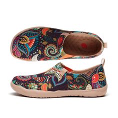 UIN Footwear Women UIN Women's Artist-Designed Slip-On Canvas for Travel Cotton Duck Canvas Sneakers Wonder Mandala Toledo I Canvas loafers Outdoor Walks, Gatto Carino, Map Crafts, Travel Shoes, Gentle Touch, Mens Slippers, Green And Blue, Hot Weather, Toledo