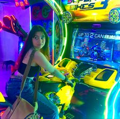 Neon, lights, LED, arcade, gaming room, photoshoot, idea, ootd, outfit ideas, party, gaming, colourful Neon Arcade, Graduation Photoshoot Ideas, Room Photoshoot, Outfit Ideas Party, Ootd Outfit Ideas, Scene Ideas, Photoshoot Idea