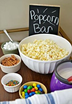 the popcorn bar is ready to be served at any party or event, and it's easy to make