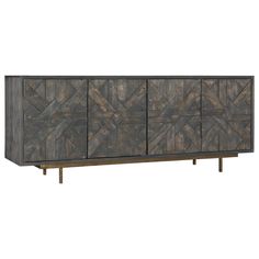 the sideboard is made out of wood and has geometric designs on it's sides