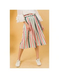 Imported
S.M.L
A woven midi skirt featuring a multicolored stripe print, pleated construction, side on-seam pockets, banded waist, belt loop, removable belt, concealed back zipper hook and eye closure, and A-line silhouette
100% Polyester 
Ivory 
SAL
A Woven Midi Skirt
A Woven Midi Skirt Multicolor         Women Clothing, size features are:Bust: ,Length: ,Sleeve Length: Chic Vertical Stripes Skirt For Spring, Casual Striped Pleated Bottoms, Spring Striped Flared Skirt, Striped Lined Skirt For Day Out, Chic Striped Midi-length Bottoms, Chic Spring Skirt With Striped Hem, Chic Striped Midi Length Bottoms, Striped Relaxed Skirt For Day Out, Spring Striped Pleated Skirt