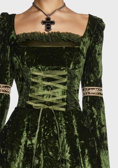 Current Mood Velour Embroidered Trim Mini Dress - Green – Dolls Kill Current Mood Clothing, Green Velvet Dress, Embroidered Trim, Current Mood, Fairy Dress, Long Puff Sleeves, Fashion Line, Couture Dresses, Costumes For Women