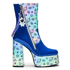 Platform Heeled Boots, Space Punk, Drag Ideas, Pixie Boots, Chunky Platform Heels