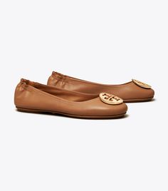 Minnie Travel Ballet Flat, Leather: Women's Shoes | Tory Burch Comfortable Ballet Flats, Designer Ballet Flats, Neutral Capsule Wardrobe, Miller Sandal, Designer Flats, Most Comfortable Shoes, Comfortable Flats, Tory Burch Flats, Footwear Design Women