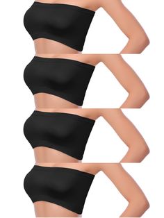 PRICES MAY VARY. Material: made of 94% chinlon and 6% spandex, the fabric is soft, comfortable and breathable, has a large elasticity and does not pill Package includes: each package contains 4 bras, 4 colors, including black, dark grey, deep red, royalblue, one size, suitable for people with a bust between 85-95 cm, a good match for summer sling costume of many ladies and girls Special design: the upper and lower ends are made of seamless threaded soft fabric, fit the chest of different sizes w Tube Top Bra, Tube Bra, Tube Tops, Lounge Lingerie, Everyday Bra, Seamless Bra, Bra Top, Cute Woman, Special Design