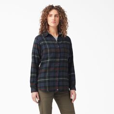 Women's Long Sleeve Plaid Shirt , Ink Navy Tartan | Dickies Plaid Shirts For Women, Red Button Up Shirt, Plaid Shirt Women, Button Up Shirt Womens, Black Button Down Shirt, Dickies Women, Womens Flannel Shirt, Plaid Shirts, Short Sleeve Shirt Women