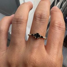 Black Diamond Marcato Ring Black Band Engagement Ring Diamond, Black Diamond Engagement Ring Minimal, Minimalist Black Engagement Ring, Black Dress Rings, Black Diamond Simple Ring, Carrie Bradshaw Black Diamond Ring, Black Diomand Ring, Black Oval Engagement Ring, Black Stone Ring Engagement