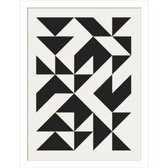 an abstract black and white pattern with triangles in the middle, against a white background