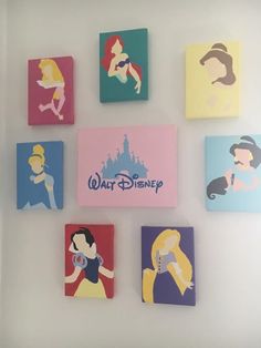 disney princesses are painted on the wall