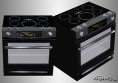 two black and silver ovens side by side with the same one on each side