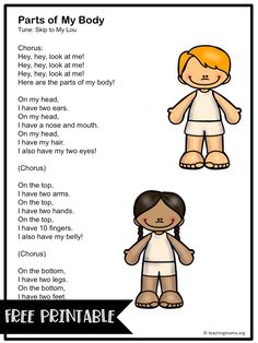 the parts of a body worksheet for kids to learn how to read it