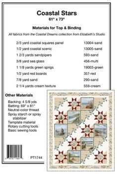 the coastal stars quilt pattern is shown