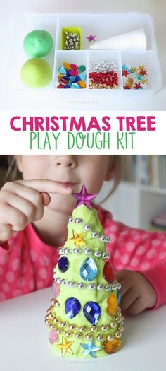 Christmas Tree Play Dough Kit #playdough #playdoh #sensory #sensoryplay #preschoolactivities #preschoolideas #preK #preschool Play Dough Christmas, Playdough Party, Christmas Trees For Kids, Playdough Activities, Playdough Kits, Tree Handmade, Christmas Play, 50 Christmas, Preschool Christmas