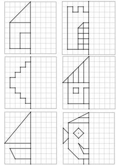 four squares that have been drawn to show the same shape as each other, with different lines