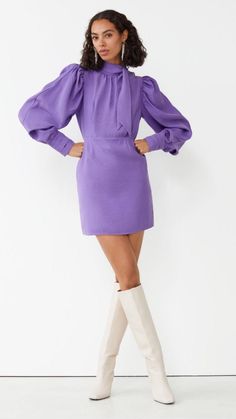 Wedding Guest Outfit Winter, Winter Wedding Guest Dress, Fitted Mini Dress, Purple Mini Dresses, Dress Purple, Mini Dress Shop, Red Carpet Dresses, Cool Street Fashion