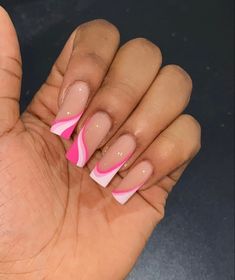 Nails Coffin Short, Pink Tip Nails, Simple Acrylic Nails, Glow Nails, Classy Acrylic Nails, Long Acrylic Nails Coffin, Long Square Acrylic Nails