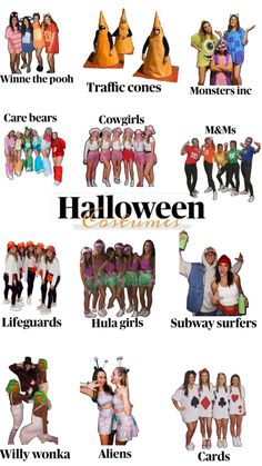 an image of halloween costumes for adults and children to wear in the holiday spirit month