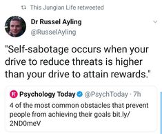 the tweet is being used to describe what it's like for self - sabotage