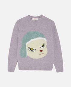 Stella Fashion, Sheep Drawing, Powerful Messages, Yoshitomo Nara, Grey Knit Sweater, Capsule Collection, Knitted Jumper, Nara, Personalized Card