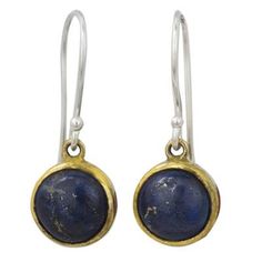 Lapis lazuli gems nestle in glowing brass halos in these petite earrings. Crafted by hand this design by Thailand's Khun Boom is worn on sterling silver hooks. Reflecting Pond, Petite Earrings, Jewelry Packaging, Jewelry Creation, Handmade Artisan, Hook Earrings, Jewelry Pouch, Jewelry Gift Box, Free Jewelry